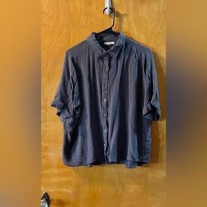 Maurices, button down shirt, gray, large includes extra button.